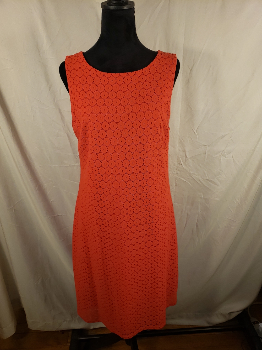 Madison Orange Eyelet Sleeveless Midi Dress - M